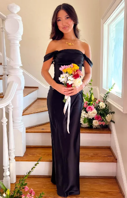 Ella Black Off Shoulder Formal Maxi Dress