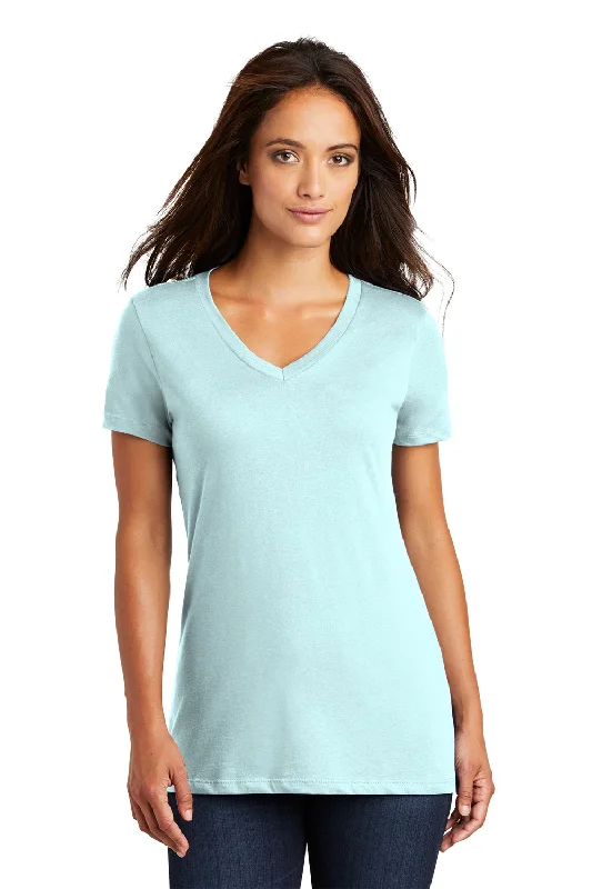 District Womens Perfect Weight Short Sleeve V-Neck T-Shirt - Seaglass Blue - Closeout