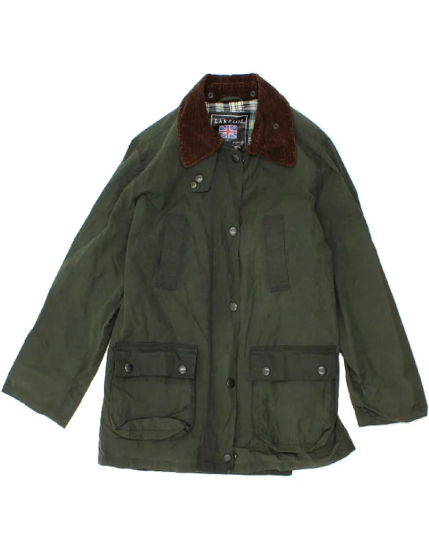 LAKELINE Womens Waxed Cotton Jacket UK 14 Medium Green