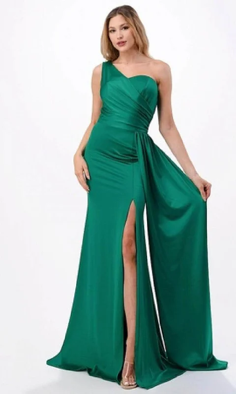 Trevi Collection D567 - Draped One Shoulder Evening Gown