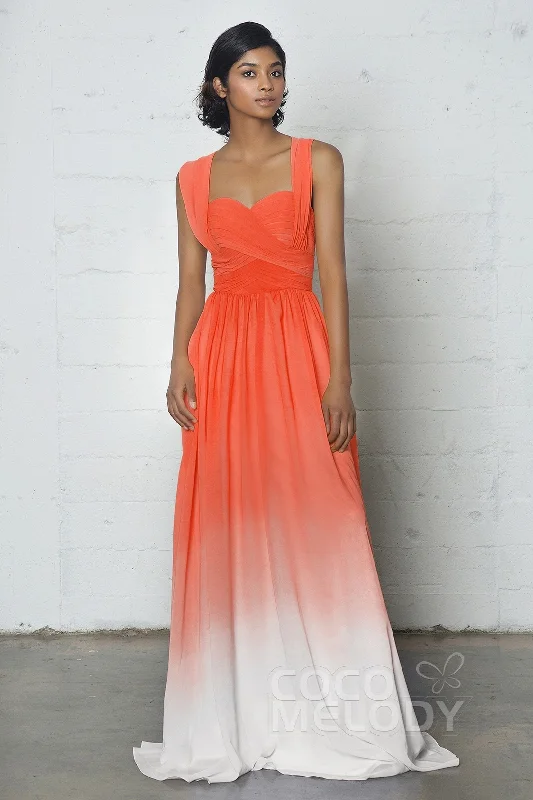 Sheath-Column Floor Length Chiffon Ombre Dress COZF17011