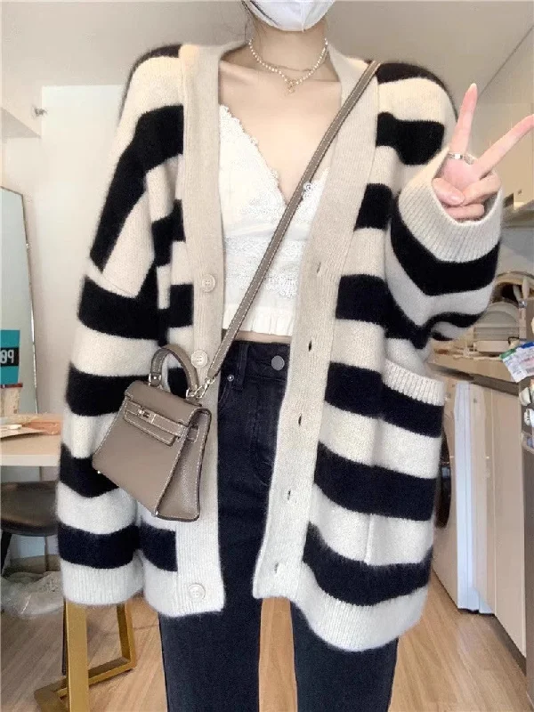 Newstyle sweater striped knitted cardigan coat women's spring and autumn tops    S3391