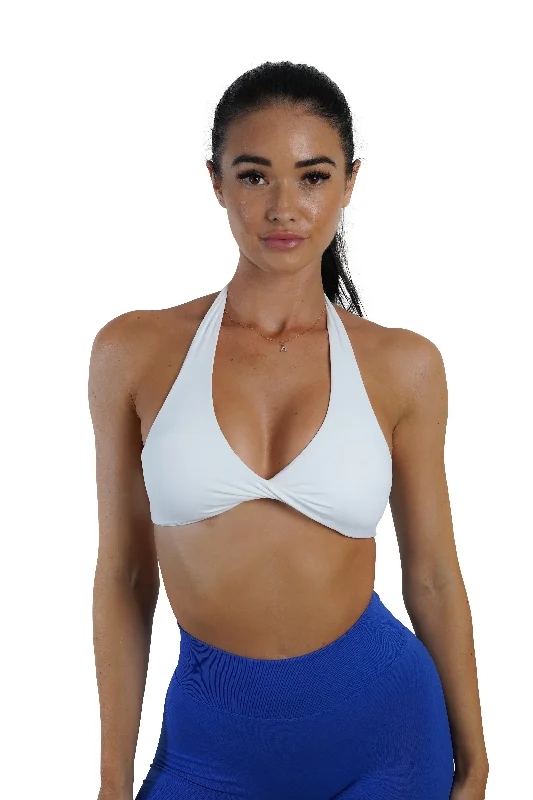 Twist Halter Bra - White