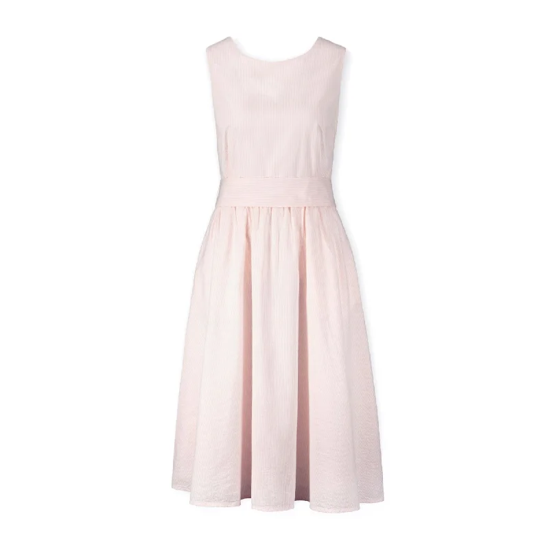 A-Line Dress with Waist Sash Light Pink