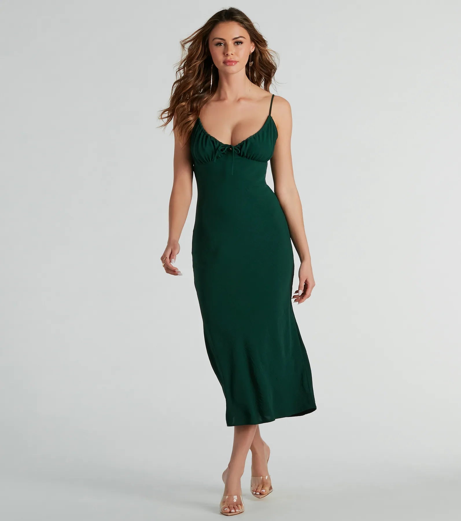 Finders Keepers V-Neck Tie Midi Dress