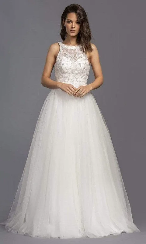 Aspeed Bridal - L2144 Halter Beaded Tulle A-Line Gown