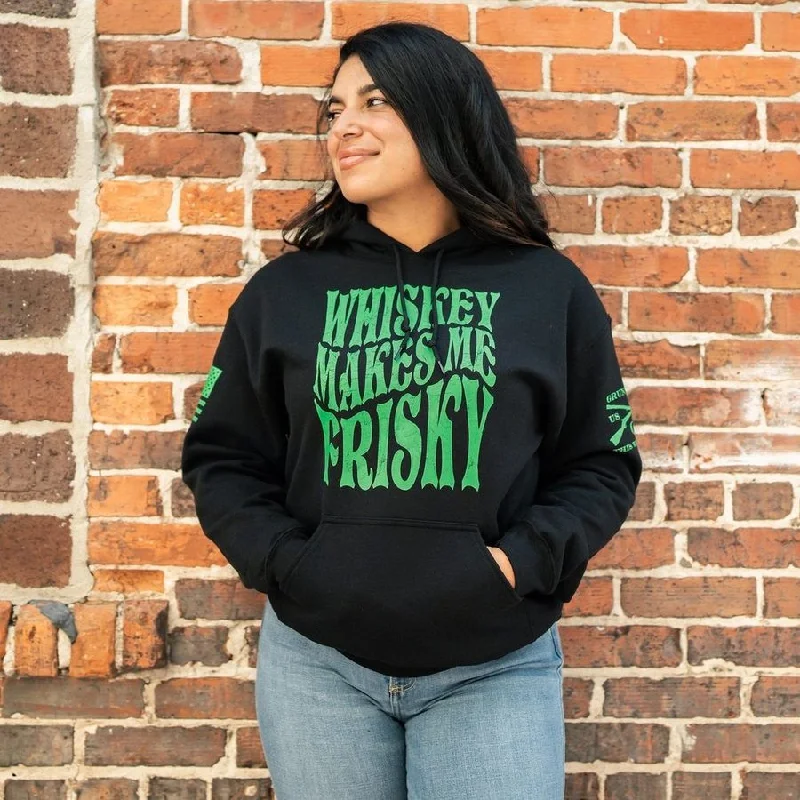 Women's Whiskey Makes Me Frisky Hoodie - Black