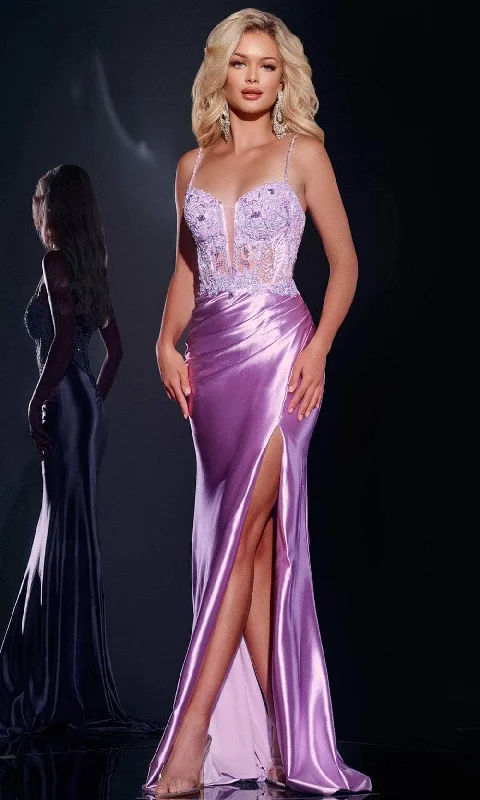 Jovani 43569 - Floral Embroidered Sleeveless Prom Gown