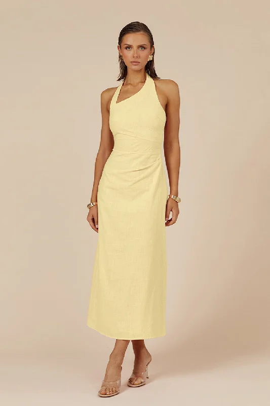 SAPHIRA LONG MIDI DRESS - LEMON