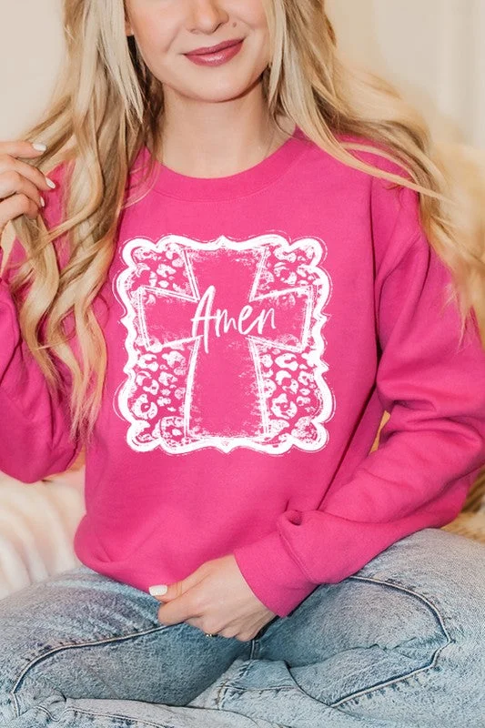 Easter Amen Leopard Block Sweatshirt