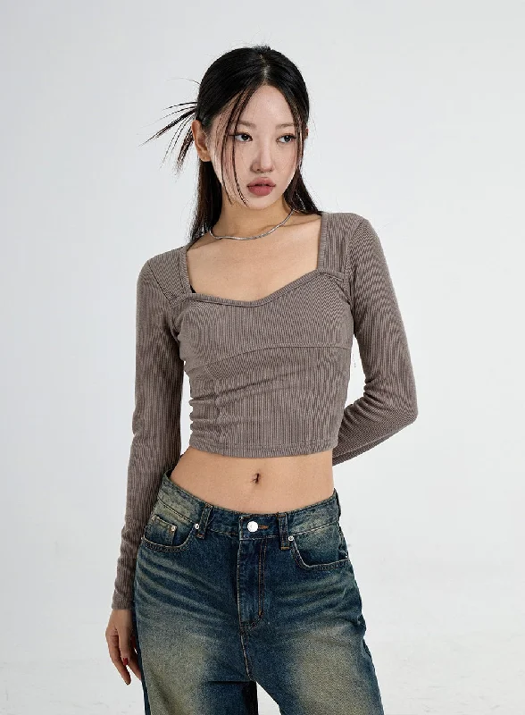 Heart Neck Crop T-Shirt CO11