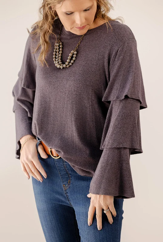 Heathered Triple Layered Sleeve Tee