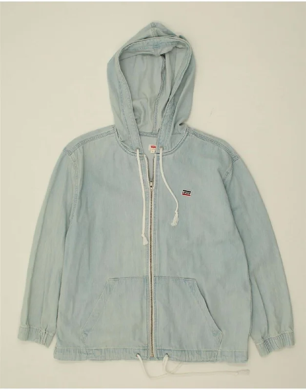 LEVI'S Womens Hooded Denim Jacket UK 10 Small Blue Cotton