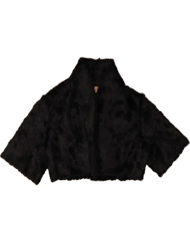 DARCY Womens Short Sleeve Faux Fur Bolero Jacket UK 12 Medium Black