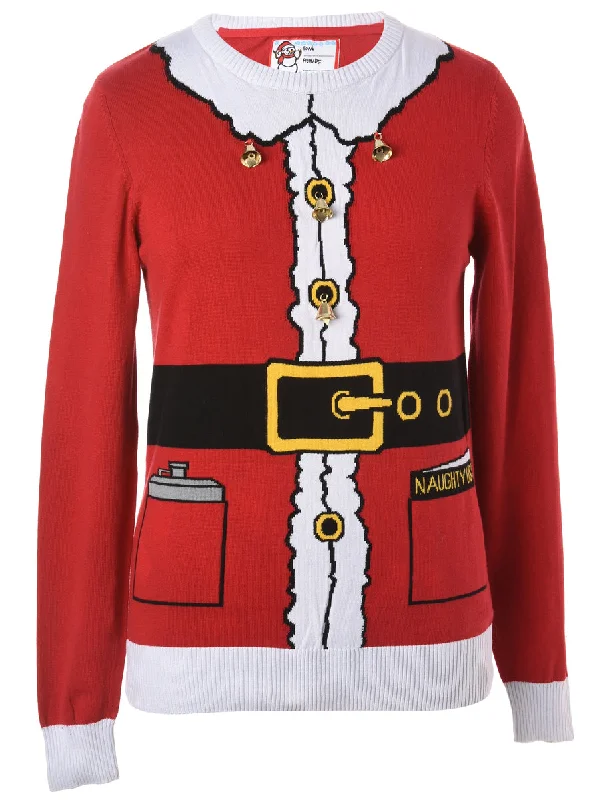 Label Christmas Jumper With Bells - M