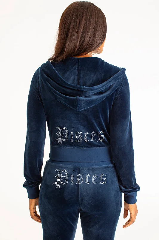 Pisces Big Bling Velour Hoodie