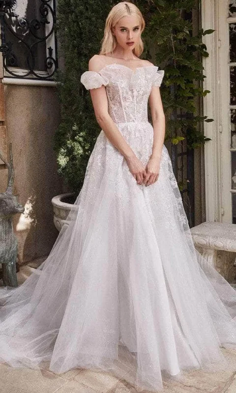 Andrea and Leo A1090 - Off-Shoulder Cape Sleeve Wedding Dress