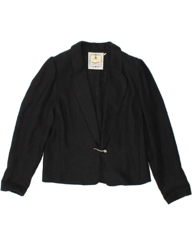 MEICO Womens Crop Blazer Jacket IT 40 Small Black Linen