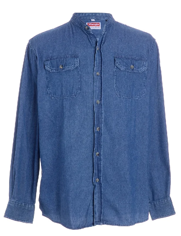 Label Charles Grandad Collar Denim Shirt