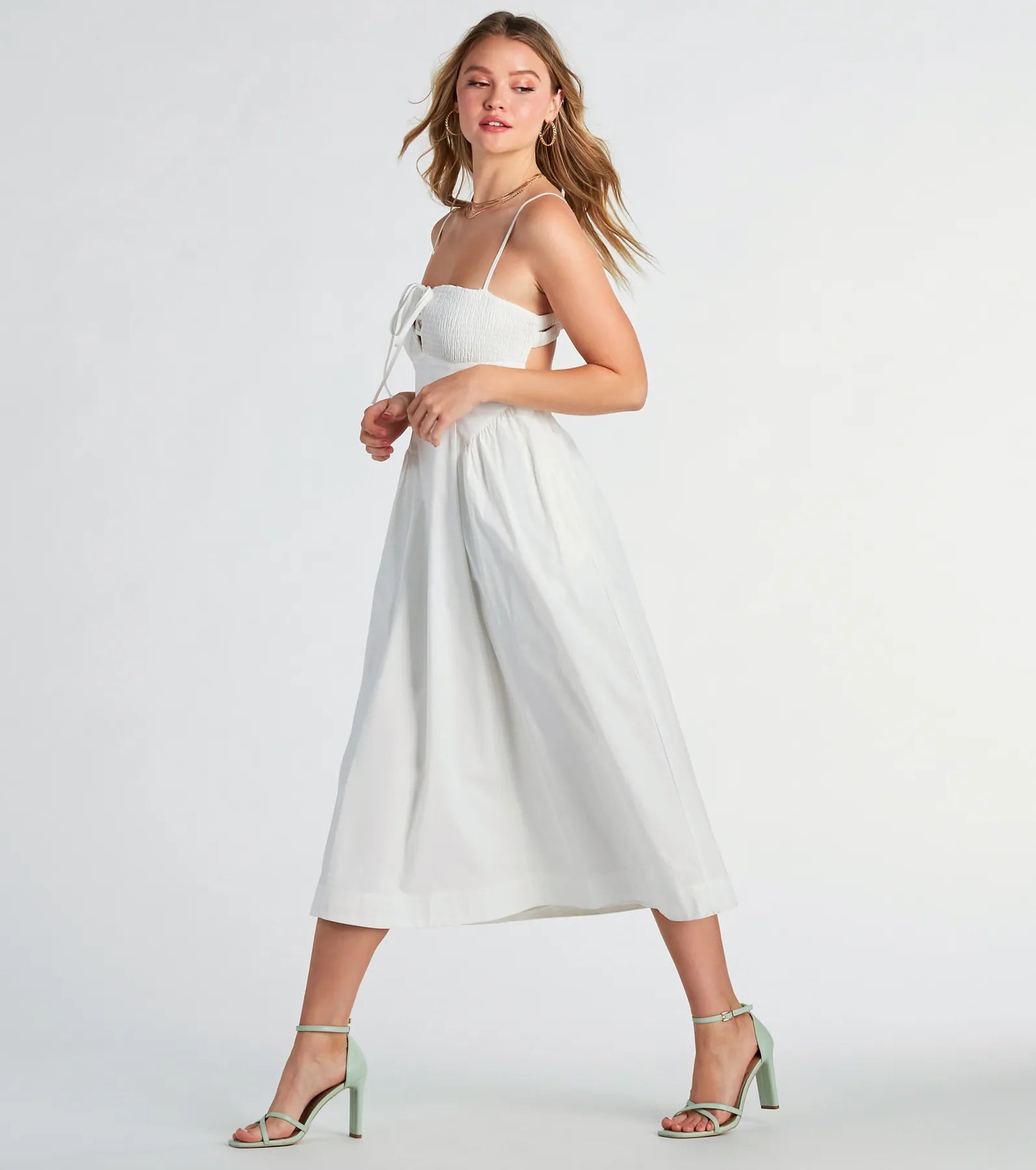 Sweeten Me Up Square Neck Cutout A-Line Midi Dress