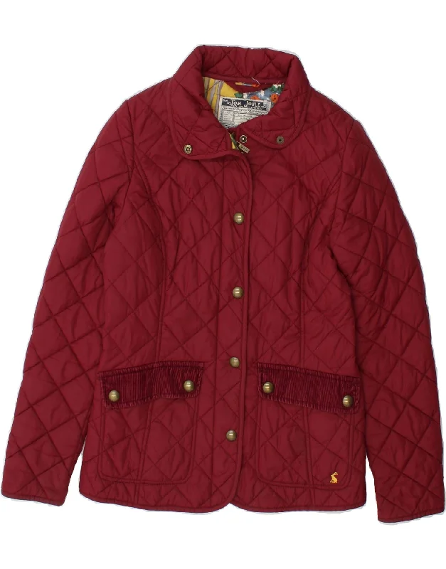 TOM JOULE Womens Quilted Jacket UK 10 Small Maroon Polyester