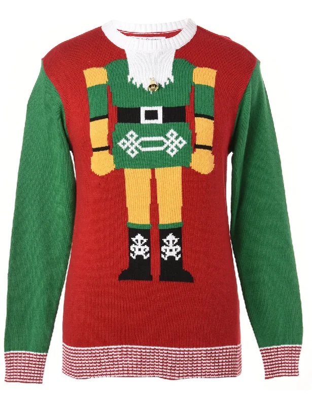 Label Christmas Jumper With Bells - M