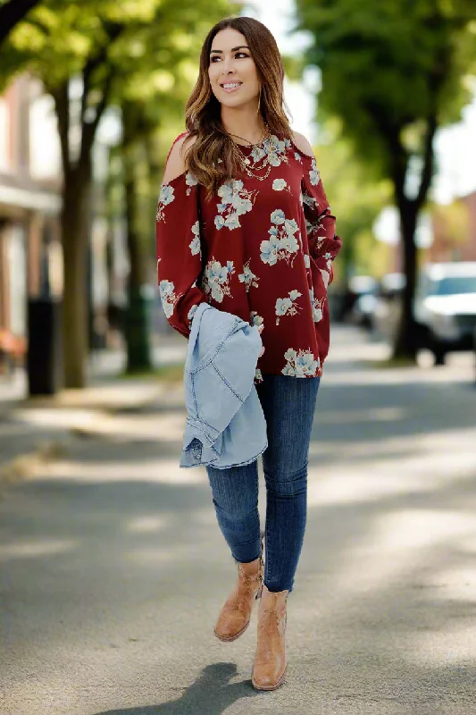 Blossoms Cold Shoulder Blouse