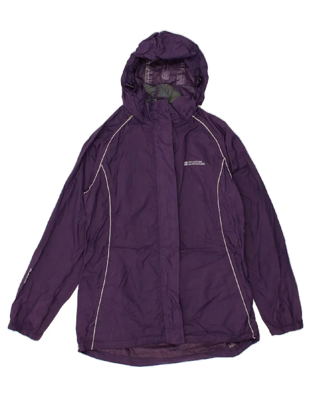 MOUNTAIN WAREHOUSE Womens Hooded Rain Jacket UK 12 Medium Purple Nylon