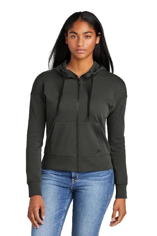 New Era Womens STS Full Zip Hooded Sweatshirt Hoodie w/ Pockets - Graphite Grey