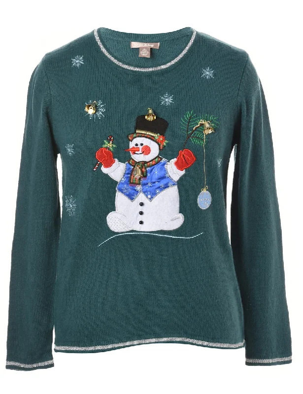 Label Christmas Jumper With Bells - M