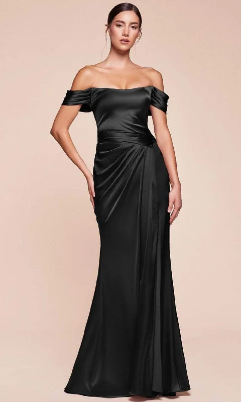 Ladivine 7452 - Satin High Slit Long Gown