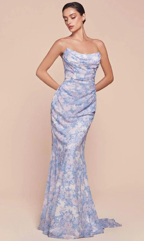 Ladivine 7445 - Floral Scoop Evening Dress