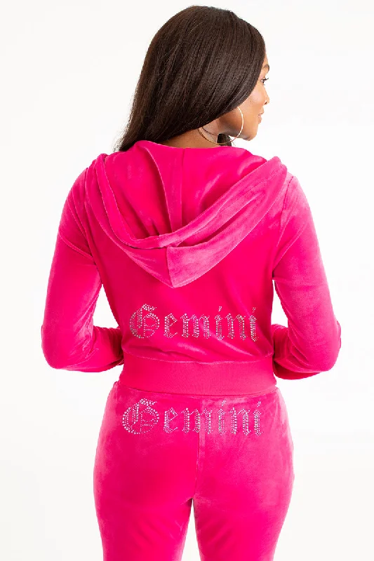 Gemini Big Bling Velour Hoodie