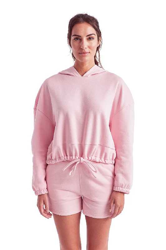 TriDri Womens Maria Cropped Hooded Sweatshirt Hoodie - Light Pink