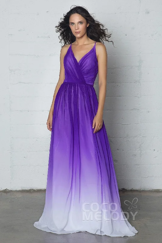 Sheath-Column Floor Length Chiffon Ombre Dress COZF17013