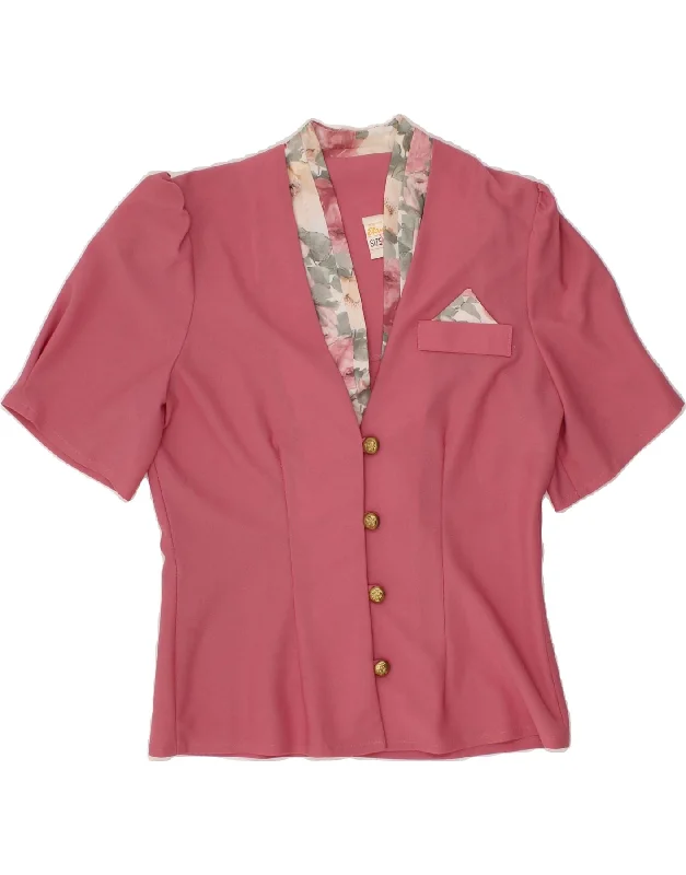 ETAM Womens 4 Button Short Sleeve Blazer Jacket UK 12 Medium  Pink