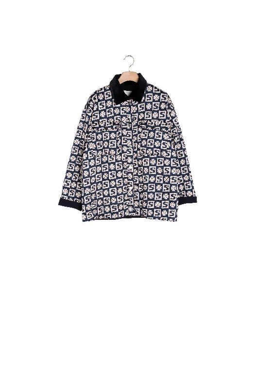 Cardi coat matelassé en mix-matières