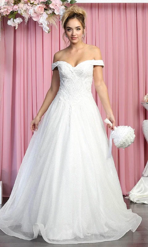 May Queen RQ7898 - Off-shoulder Sweetheart Neckline Wedding Gown