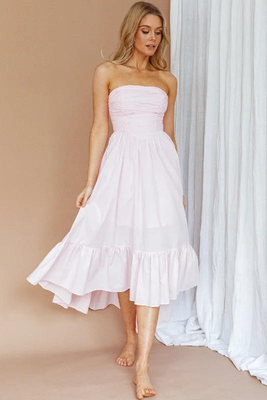 Sunday Mornings Ruched Bust Midi Dress Pink