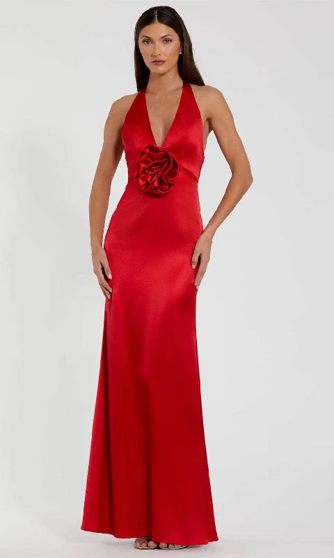 Ieena Duggal 49913 - Plunging Halter 3D Flower Evening Dress