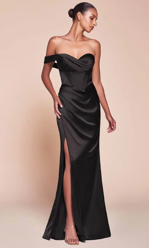 Ladivine 7448 - One Shoulder Satin Long Gown