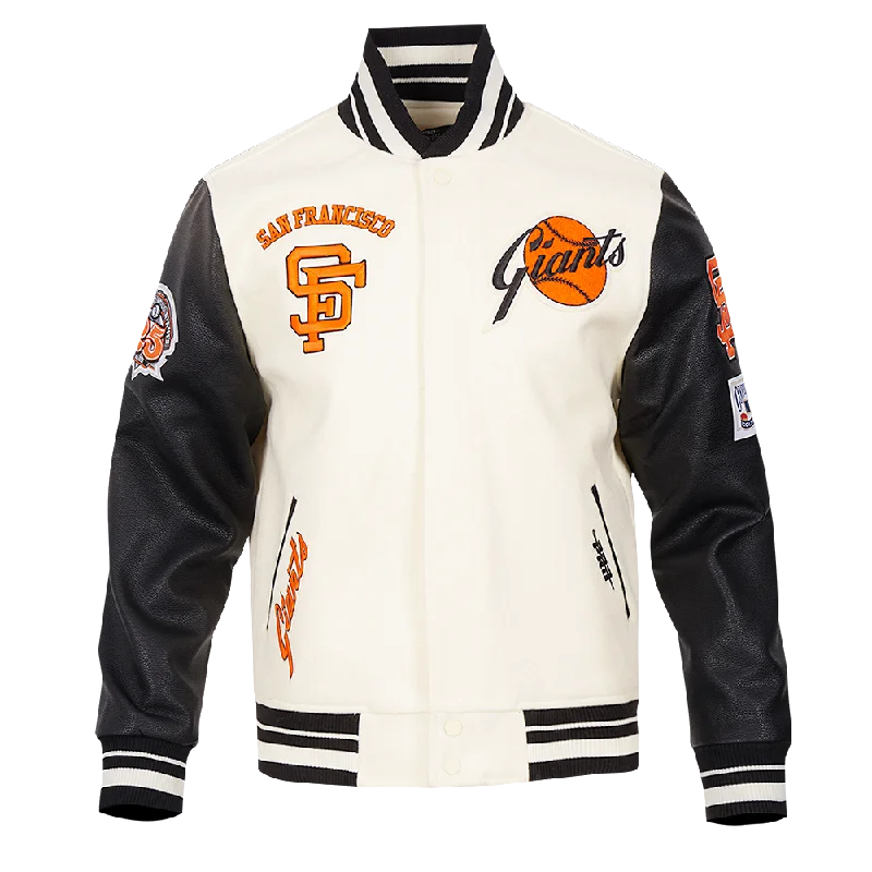 MLB SAN FRANCISCO GIANTS RETRO CLASSIC MEN'S RIB WOOL VARSITY JACKET (EGGSHELL/ BLACK)