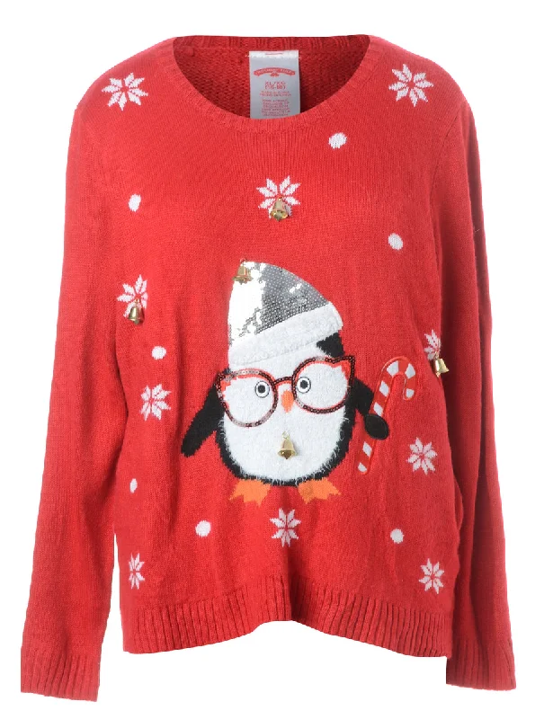 Label Christmas Jumper With Bells