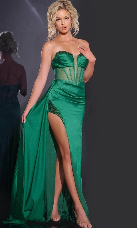 Jovani 43157 - Corset Sheath Prom Gown with Slit