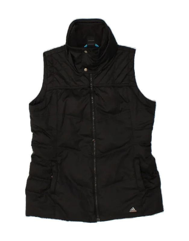 ADIDAS Womens Padded Gilet UK 16 Large Black Polyester