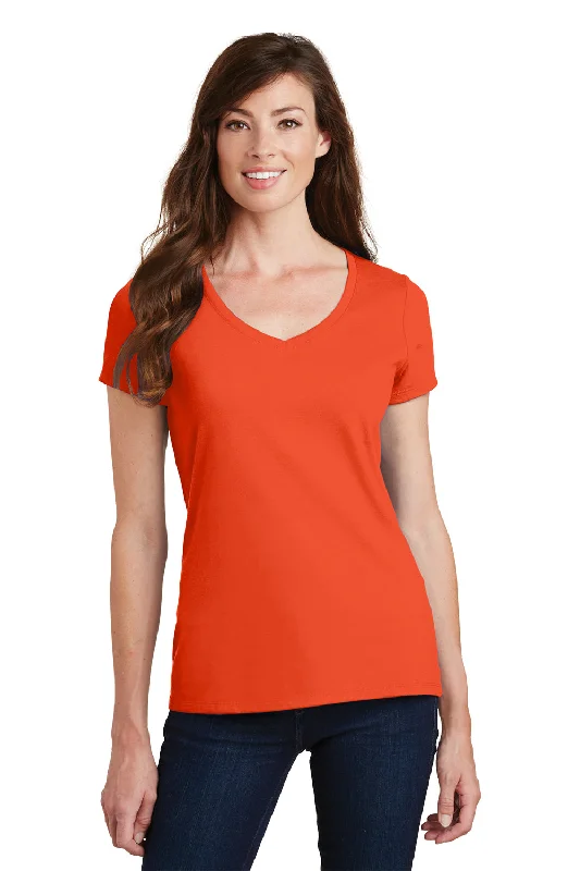 Port & Company Womens Fan Favorite Short Sleeve V-Neck T-Shirt - Orange