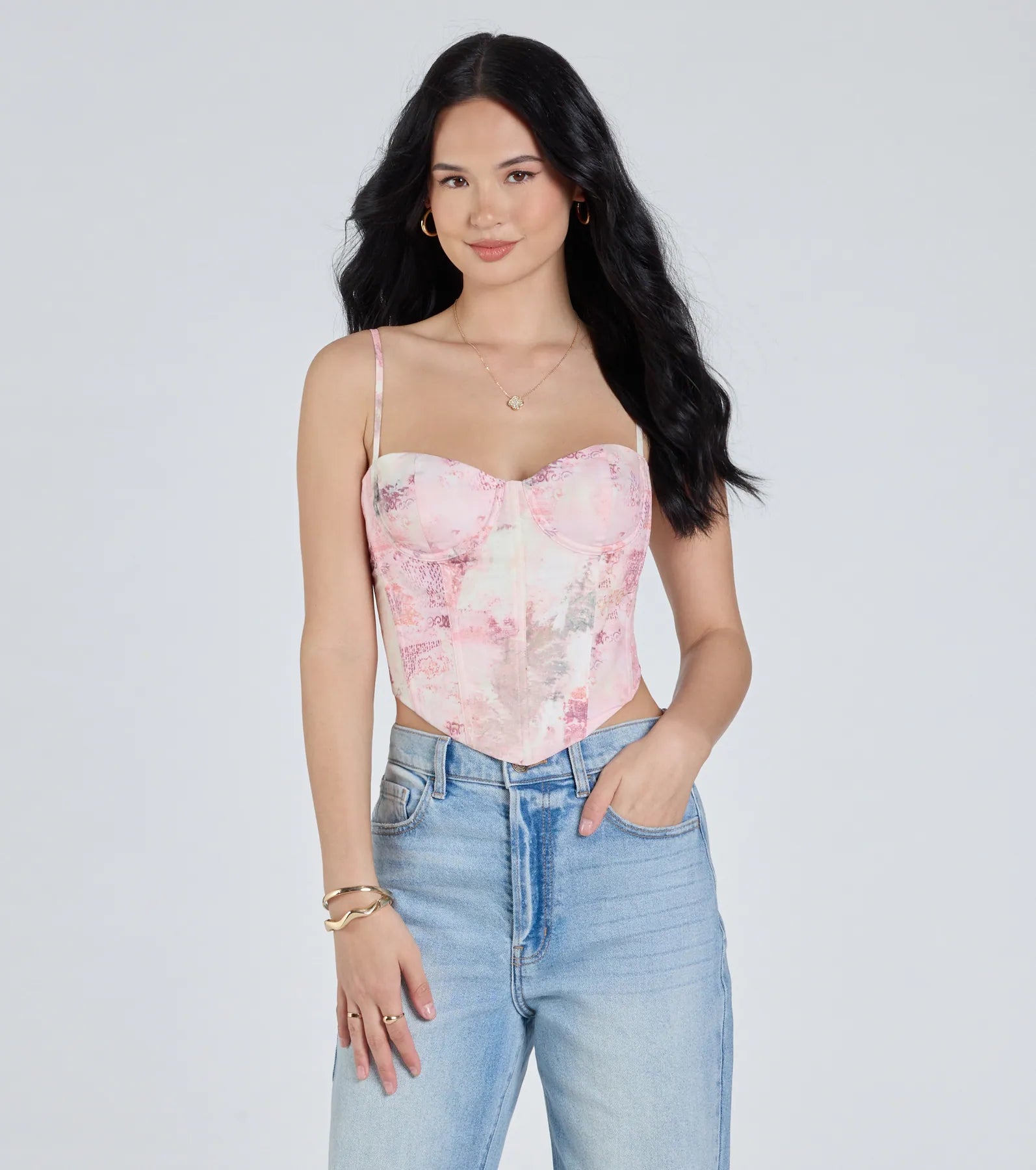 One Of A Kind Multi-Print Corset Top