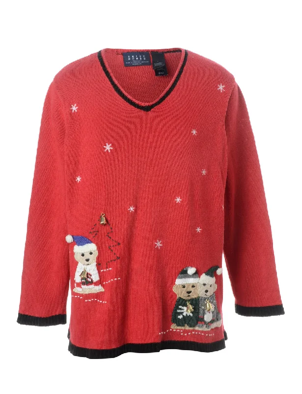 Label Christmas Jumper With Bells