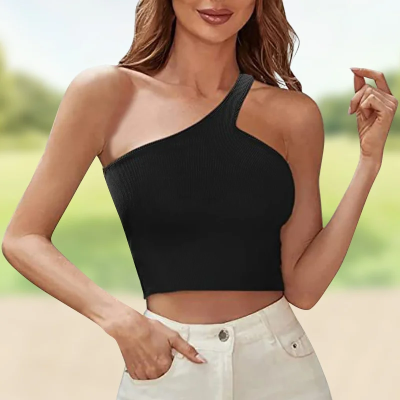 JuliaFashion - 2024 Trendy One-Shoulder Backless Cami Tops