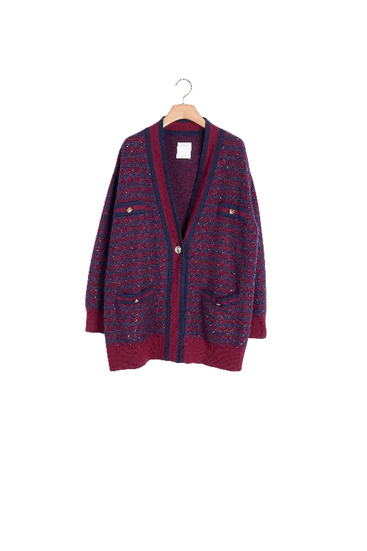 Cardigan à carreaux et paillettes